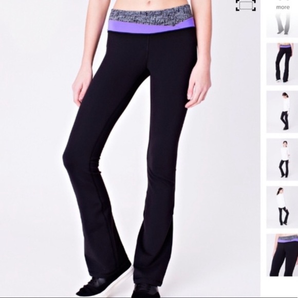 lululemon athletica Other - Ivivva Lululemon Black Flare Leggings With Purple & Grey Waistband